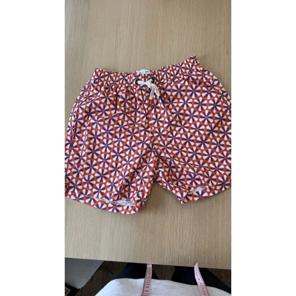 Straight-Leg Mid-Length Printed Swim Shorts Size Small T1188